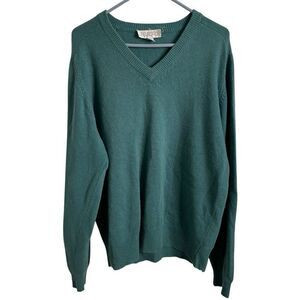 Vtg Belford Mens Cashmere V-Neck Sweater XL Heathered Teal Old Money Heritage